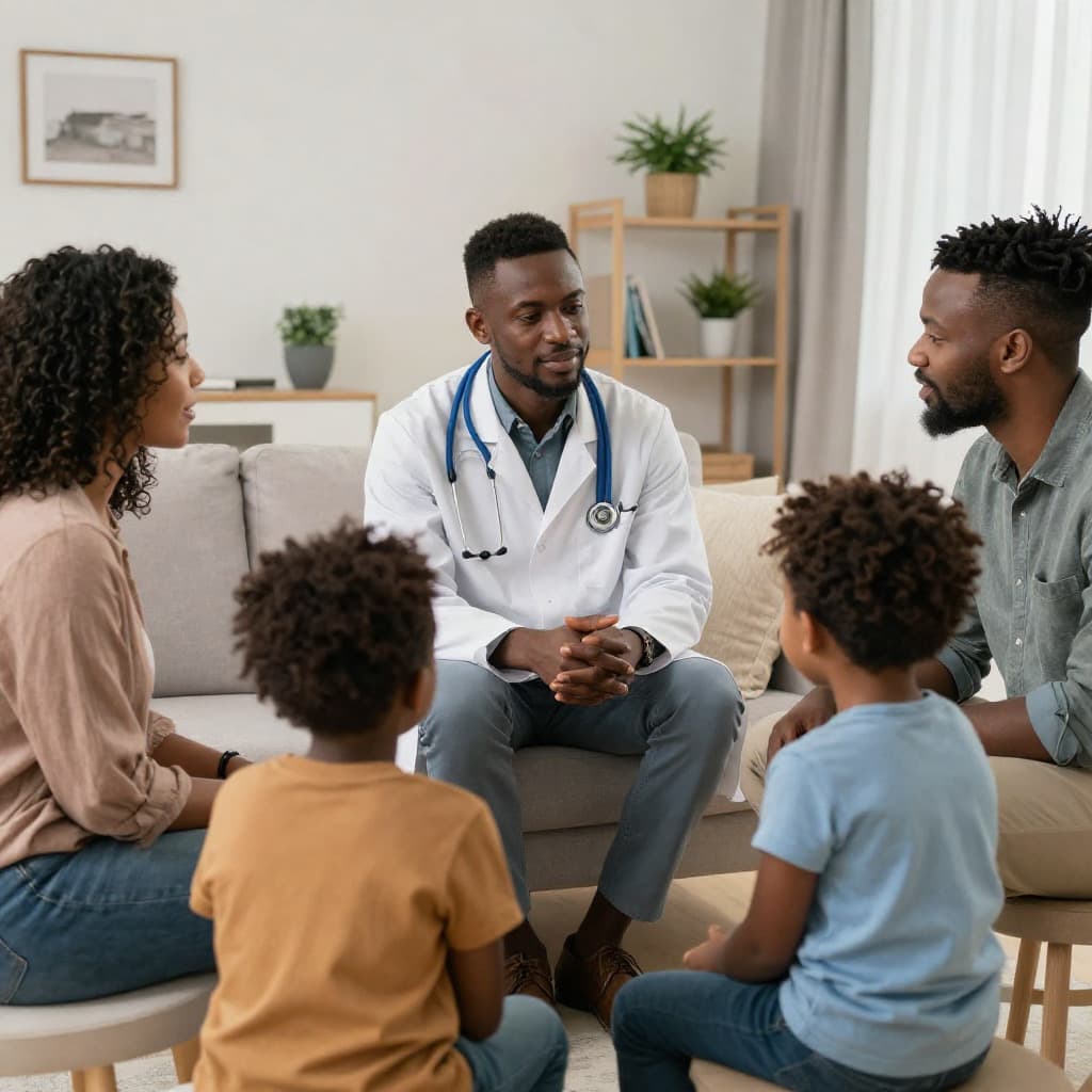 Doctor providing a home consultation in Lagos